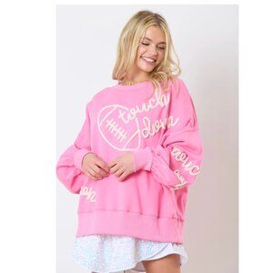 NWT - Pink Touchdown Chenille Embroidered Pullover